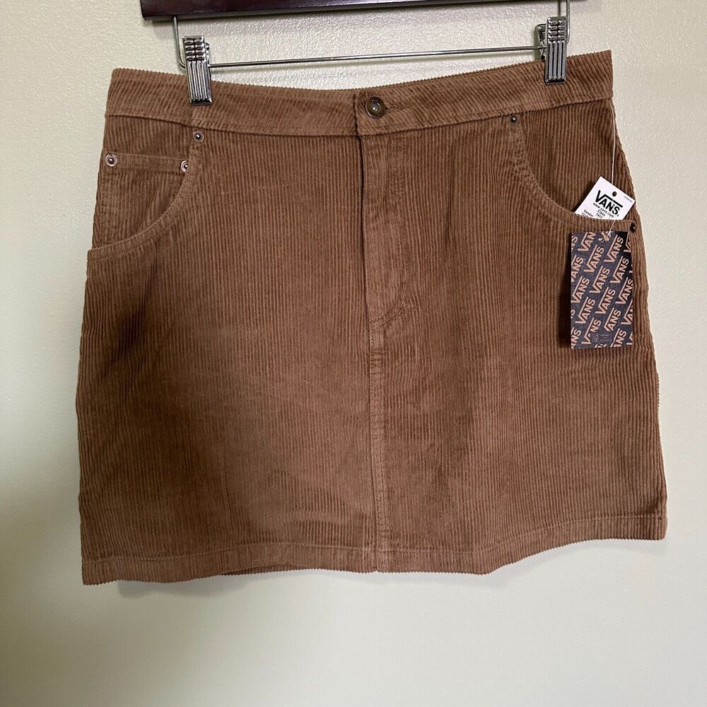 Vans Tan Ground Work Corduroy Carpenter Mini Skirt 90s Grunge Style Size 28